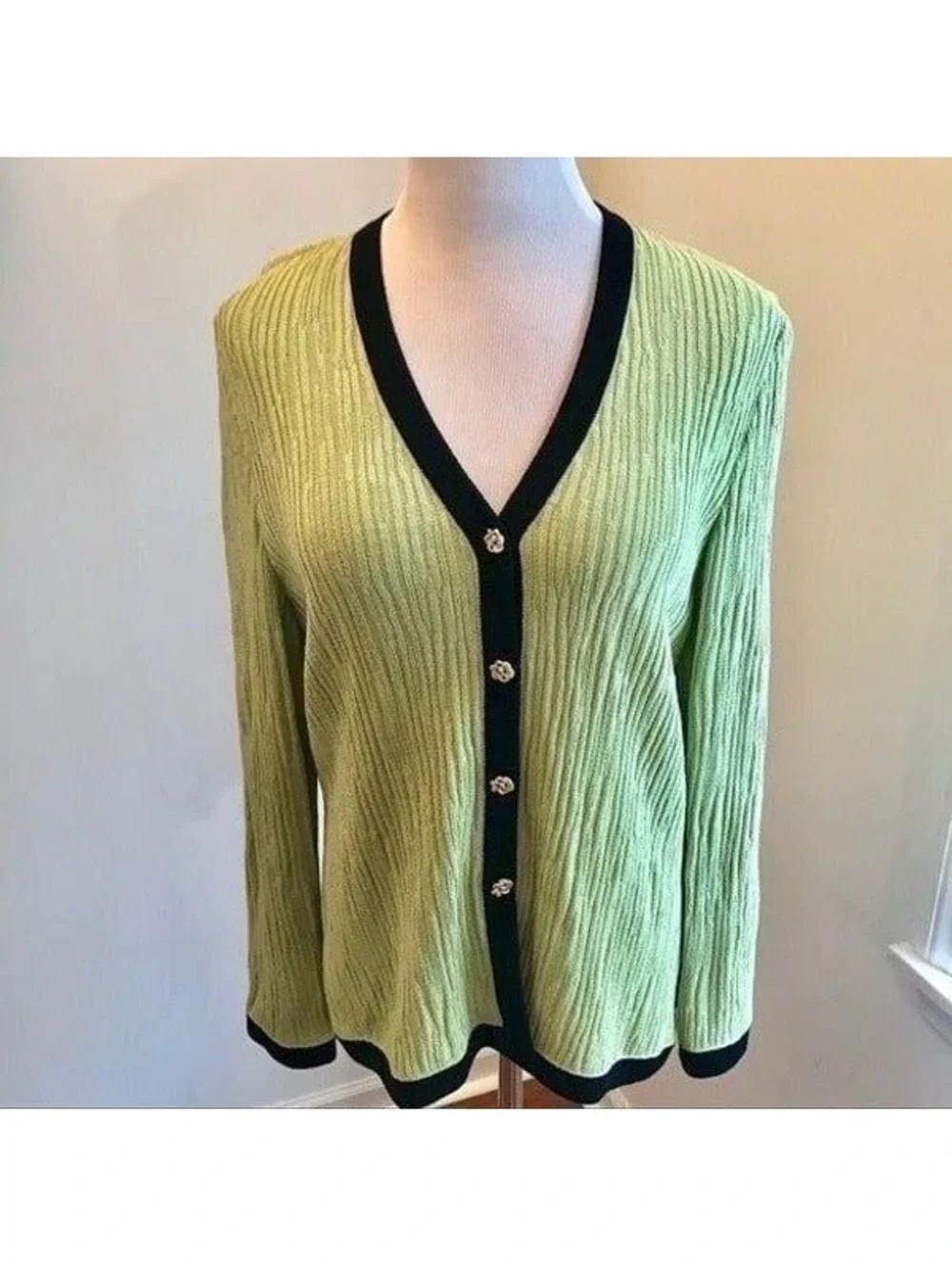 St. John Collection Green Cardigan Sz 12